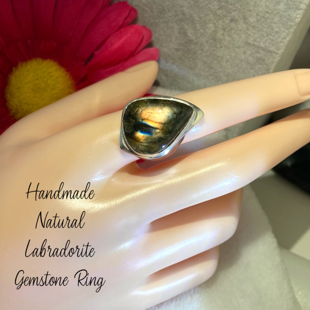 -NICE- Natural Labradorite Handmade Ring